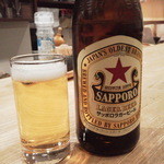 手打ちうどん ほそ井 - 1本目はサッポロラガー