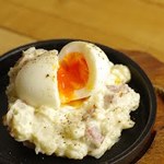 Smoked potato salad with melty soft-boiled eggs