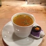 Espetalia - H.27.11.25.昼 パスタランチ 900円の野菜のスープ