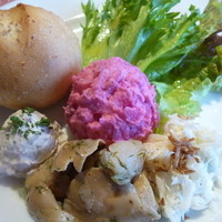 Russian Restaurant ROGOVSKI 銀座 - ポテトサラダ、チーズディップなど盛り合わせ