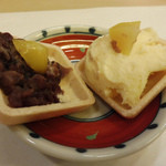 山玄茶 - 自家製あんこ最中＋アイスクリーム、栗