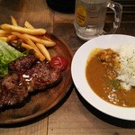 ブッチャーブラザーズ - 肉屋のステーキプレート(950円)・カレーがけ(50円)
