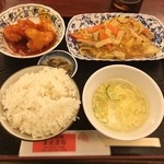 北京料理 華友菜館 - 布豆腐と野菜炒め エビチリ ランチ