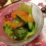 南海グリル - H.27.11.26.夜 季節のサラダ(鉄板焼フルコース 特撰ロースステーキ 12,100円)