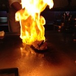 南海グリル 東店 - H.27.11.26.夜 Fire♪(宮崎牛特撰ロースステーキ・(鉄板焼フルコース 特撰ロースステーキ 12,100円)