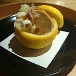 祇園迦陵 - 先付：あん肝とくもこ