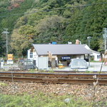 うりや - 店と大井川鉄道の線路