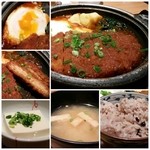 やよい軒 - 味噌かつ煮定食のアップ