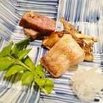 大和屋 - 焼物：甘鯛若狭焼・牛ロース山椒焼