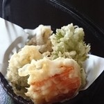 精進料理　湯華庵 - 味がついた天ぷら
