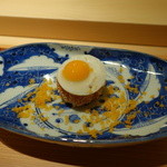 寿しの吉乃 - 2015.11 帆立フライ、うずら、からすみ