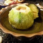 香林亭 - なすのクルミ味噌（なすのへたを取るとクルミ味噌が）