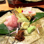 滋味 康月 - つぶ貝と金目鯛の刺身