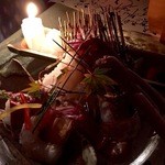 旅館大橋 - 【夕食】蟹刺し イカ釣船の思い出