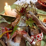 旅館大橋 - 【夕食】蟹刺し イカ釣船の思い出