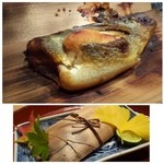 美山荘 - 子持鮎の杉板焼き・・コレも定番です。味噌と幽庵に漬けられた「鮎」が美味しいこと。
                                お味もよく浸みていますが、鮎も柔らかいのですべて頂けます。