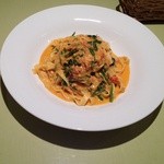 Torattoria Bene - 2014年版セイコガニとほうれん草のクリームソースのフェットチーネ