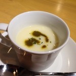 Espetalia - H.27.7.11.夜 本日の原価率100%のつきだし 300円は和歌山産アワビのビシソワーズ