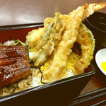 やらまいか亭 - うなぎ&海老天丼セット1380円