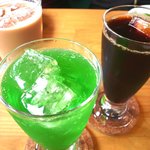 Ko raku - メロンソーダ、アイスコーヒー、アイスオーレ(セットのドリンク：350円以下のもの）