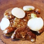 レストラン ヴァリエ - メイン①鳥取産鹿の蕪と栗ソース煮込み