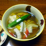 鯛のたい - 茄子と貝柱の湯葉庵掛け