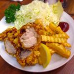 Jinya - 若鶏の唐揚げポテトフライセット ￥490