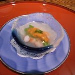 海老とウニとアスパラのゼリー合え