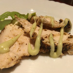 お通し（スモークチキン）バジルマヨネーズソース