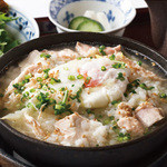Chicken porridge with soft-boiled egg