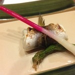 奈良屋 - 2015年11月：夕飯の鉢肴　かます若狭焼き、青唐油焼、はじかみ