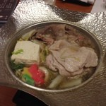 奈良屋 - 2015年11月：夕飯の秋乃小鍋仕立て　和牛と大和豚の寄せ鍋、高原の野菜いろいろ