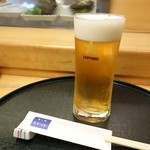 寿し処たかつか - 2015年9月　まずは生ビールで（´∀｀）