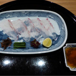 まき村 - 青森産寒鮃、塩昆布、浅葱、酢橘、紅葉おろし入りポン酢