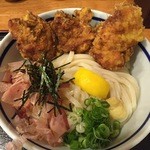 熟成うどん なかや - （2015.10） とり天ぶっかけ大盛り お腹いっぱいになります