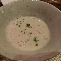 創作料理と京野菜のびすとろ キザノ - 紫芋スープ