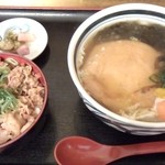 瀬戸内製麺710 - きつね月見うどん＆牛めしセット（H27.11.28）