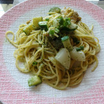 レストラン コンテッラ - パスタコース1,500円の本日のスパゲッティ。ジェノバのパスタ