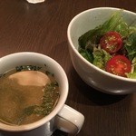 炭々 - ランチのスープ＆サラダ