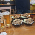 [2015.12]挑戦盛クリアで浮いた2000円でさらに頼んだ料理。ビール2本は僕がいただきました。