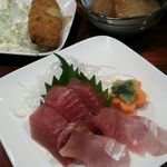 やまきた - 今夜は串揚げ、マグロ刺身、おでんのセット