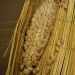 豆の文志郎 - おいしく発酵させるため、中心にイグサが2本入り