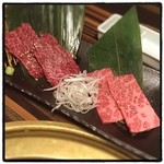 食彩和牛しげ吉 - 一切臭みの無い旨味濃厚な和牛サガリと全く脂の重さ濃厚な無い甘味たっぷりのザブトン。