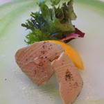 クッチーナ イタリアーナ ガッルーラ - 2015.12　前菜、フレッシュフォアグラとマンゴー、ハチミツのサルサ