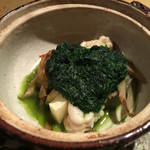 やまき - グラタンの中身、白子とゴボウ、リンゴ、ほうれん草