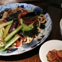 月居 赤坂 - 茄子とエビ、青菜のあんかけ焼きそば　2015.12