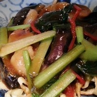 月居 赤坂 - 茄子とエビ、青菜のあんかけ焼きそば　2015.12