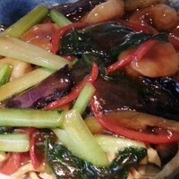 月居 赤坂 - 茄子とエビ、青菜のあんかけ焼きそば　2015.12