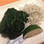 お酒・お惣菜・和食 竜田屋 - H.27.8.2.夜 ほうれん草とじゃこ