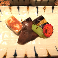 鉄板 かや乃 - 金時人参、茄子、チシャトウ、椎茸、麩